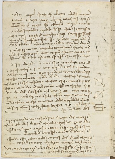 Code de vol des oiseaux, c. 1505-06, manuscrit sur papier, cc. 18, feuille 14 verso - Leonardo da Vinci